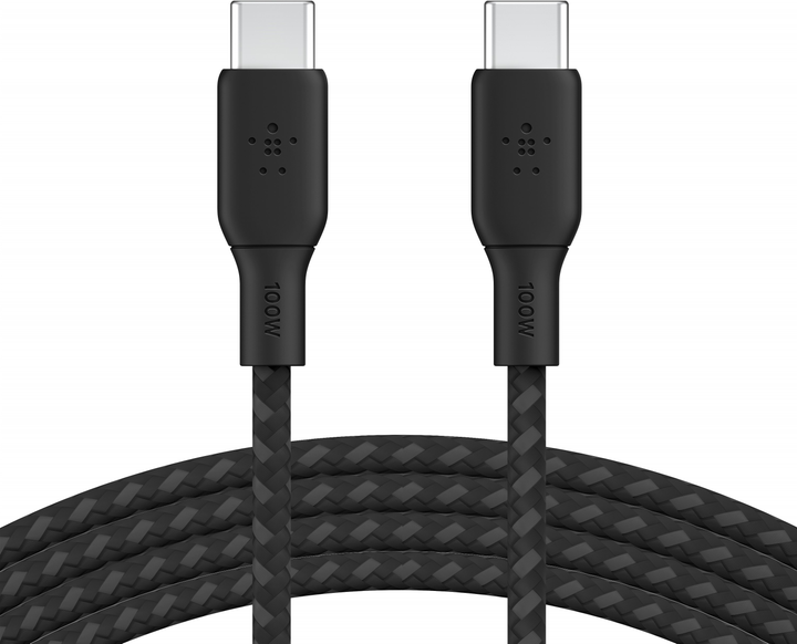 Kabel Belkin Braided USB Type-C – USB Type-C 100W 3 m Black (CAB014BT3MBK) - obraz 2