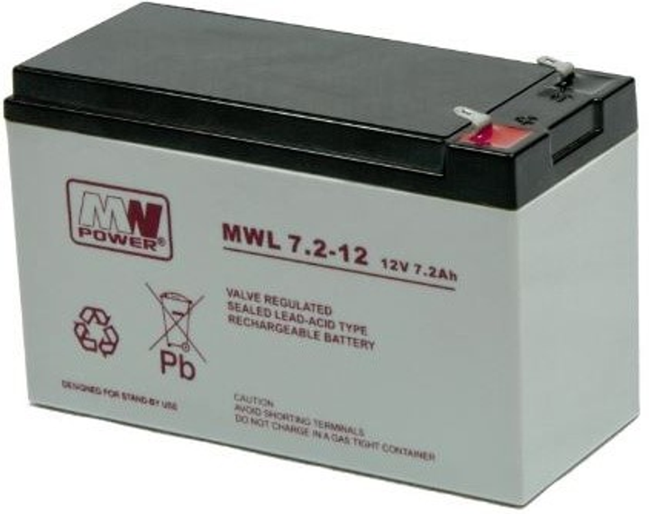 Akumulator MW Power VRLA AGM MWL 7.2-12 12V 7.2Ah (5901885207476) - obraz 1
