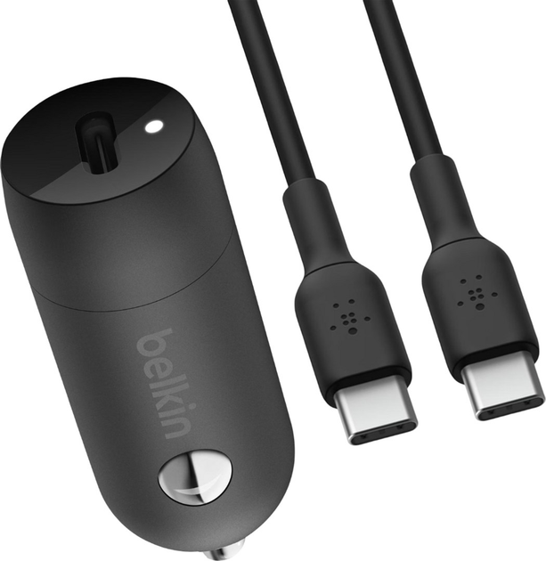 Ładowarka samochodowa Belkin BoostCharge 30W USB-C + USB-C Cable Black (CCA004BT1MBK-B6) - obraz 5