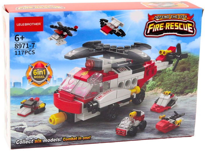 Klocki konstrukcyjne LeanToys Helikopter 6w1 117 elementów 20965 (5905991035299) - obraz 1