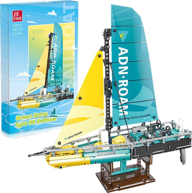 Klocki konstrukcyjne LeanToys Model jachtu typ 65 675 elementów 24706 (5905991057567) - obraz 2