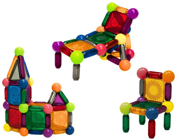 Klocki w wiaderku LeanToys Magnetyczni z podświetleniem 80 elementów 18432 (5905991015918) - obraz 3