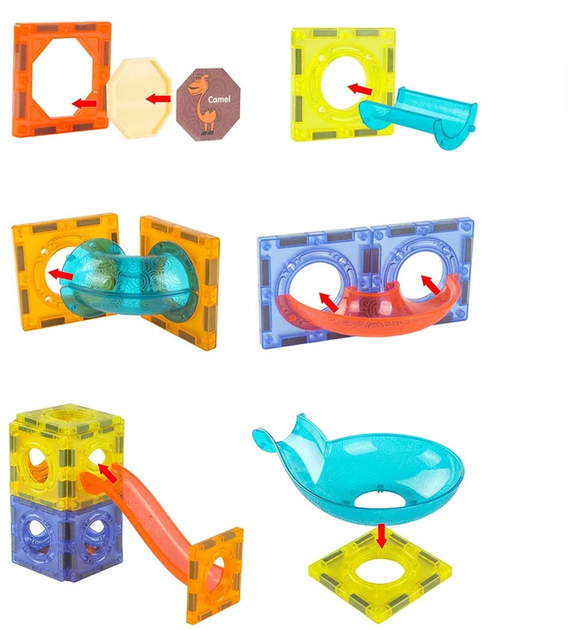 Magnetyczni klocki LeanToys Świecąca zjeżdżalnia dla kulek 75 elementów 14637 (5905515350921) - obraz 4
