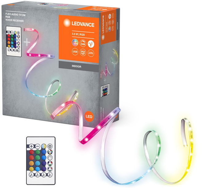 Taśma LED LEDVANCE FLEX AUDIO TV Voice 3.6W RGB 5V USB 2M (4099854095368) - obraz 1