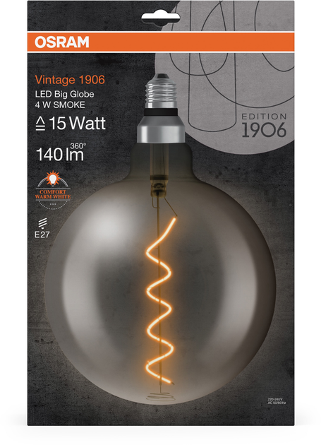 Lampa LED OSRAM Filament Vintage 1906Big Globe 4W 140Lm 1800K E27 (4058075269927) - obraz 8