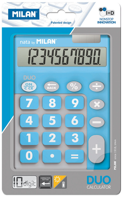 Калькулятор електронний Milan Touch Duo 10-розрядний Blue (8411574045038) - зображення 1