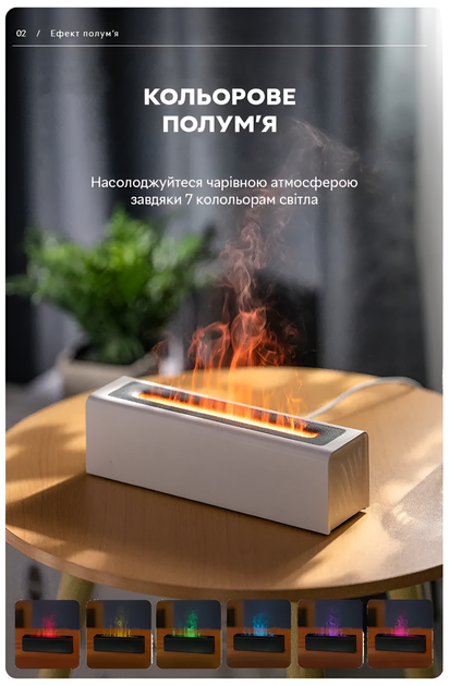 Увлажнитель воздуха портативный, 150 мл | Эффект 3D пламени | белый - изображение 4