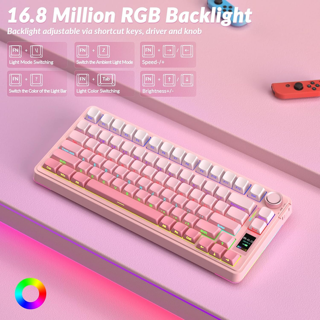 Клавиатура беспроводная AULA S75 PRO LEOBOG Seiya Switch Pink