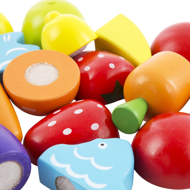 Zestaw warzyw i owoców do krojenia Lean Toys w wiaderku drewniany (5905991025863) - obraz 3