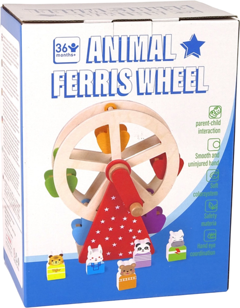 Дерев'яна іграшка Lean Toys Оглядове колесо з тваринами (5905323214408) - зображення 2