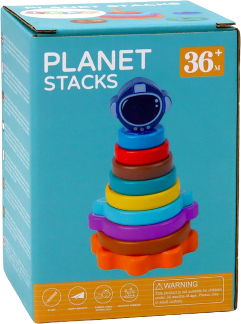 Piramidka edukacyjna Lean Toys drewniana 10 elementów (5905991007715) - obraz 2