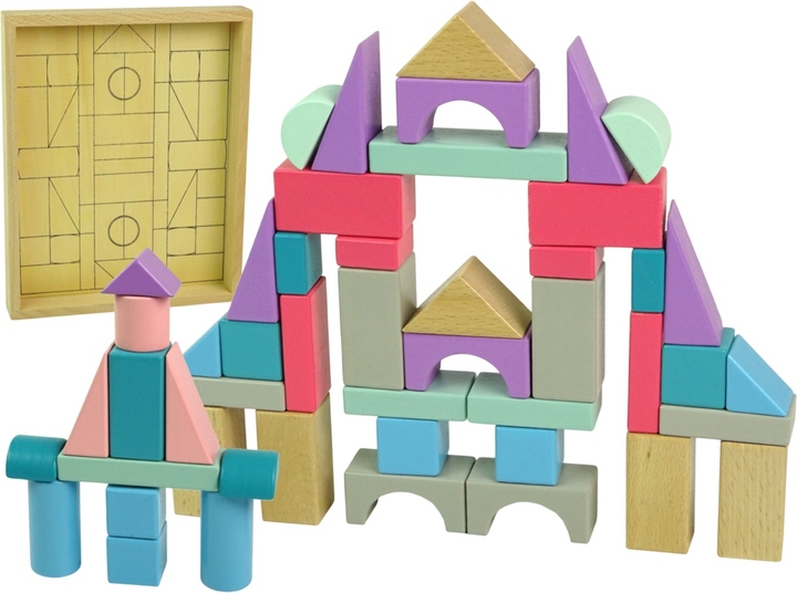 Zestaw drewnianych klocków Lean Toys 55 elementów (5904665990339) - obraz 3