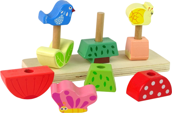 Zestaw drewnianych klocków Lean Toys Bird Tree Column 9 elementów (5905323214392) - obraz 3