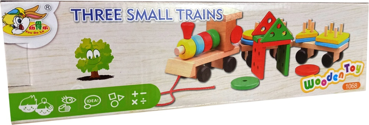 Дерев'яна іграшка Lean Toys Локомотив з 2 вагонами (5904204751285) - зображення 2