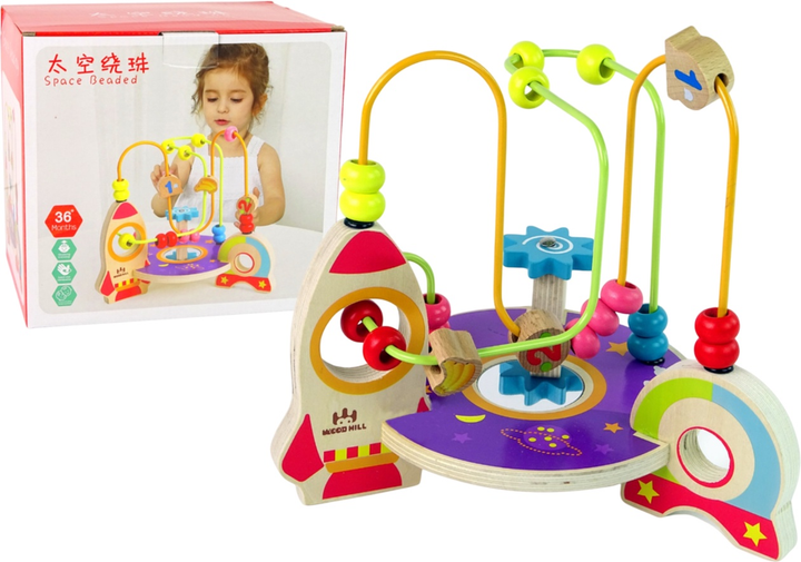 Розвиваюча іграшка Lean Toys дерев'яна з ракетою (5904665991978) - зображення 1