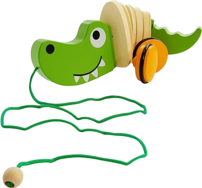 Zabawka drewniana Lean Toys Krokodyl na kółkach 18 cm (5905323211766 / 5905214973438) - obraz 4