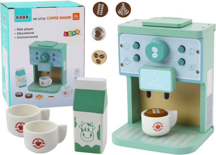 Дитячий ігровий набір Lean Toys Кавоварка з чашками дерев'яний (5905991023630) - зображення 1