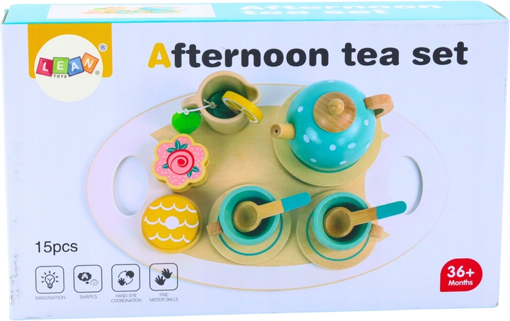 Zestaw do herbaty i kawy dla dzieci Lean Toys drewniany 15 elementów (5905991033844) - obraz 2