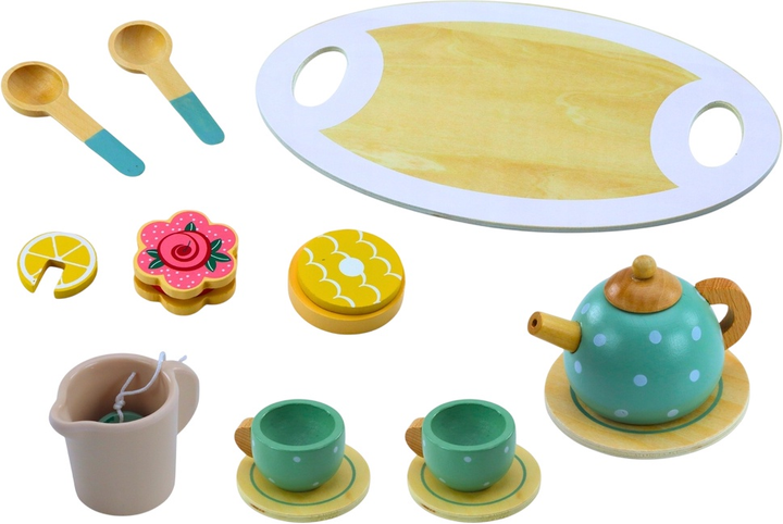 Zestaw do herbaty i kawy dla dzieci Lean Toys drewniany 15 elementów (5905991033844) - obraz 3