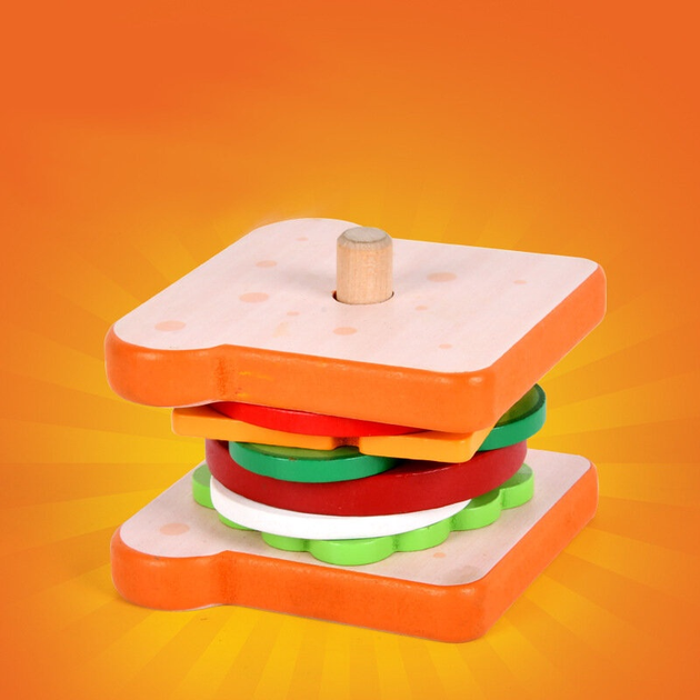 Zestaw do zabawy dla dzieci Lean Toys Kanapka drewniana 8 elementów (5905991028161 / 5905991028444) - obraz 6
