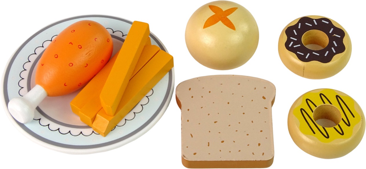 Zestaw kuchenny dla dzieci Lean Toys Mikrofalówka biała + Jedzenie drewniany (5905323214521) - obraz 5