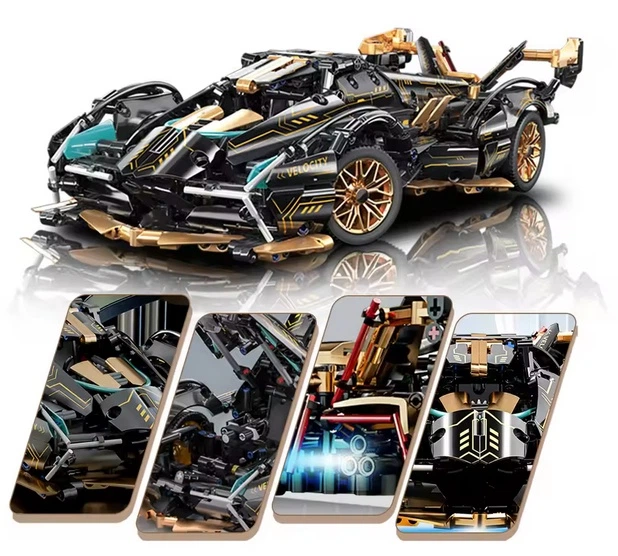 Конструктор суперкара на радиоуправлении Technic Velocity car 1:14 с подсветкой 1148 деталей черный - изображение 2
