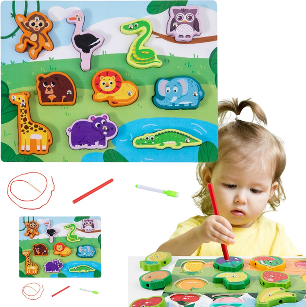 Дерев'яний пазл Lean Toys Звірята з магнітами (5905991043836) - зображення 2