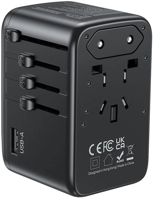 Дорожній зарядний пристрій Unitek GaN EU/US/UK/AUS PD 100W (P1123ABK01) - зображення 2