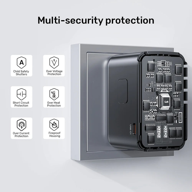 Дорожній зарядний пристрій Unitek GaN EU/US/UK/AUS PD 100W (P1123ABK01) - зображення 7