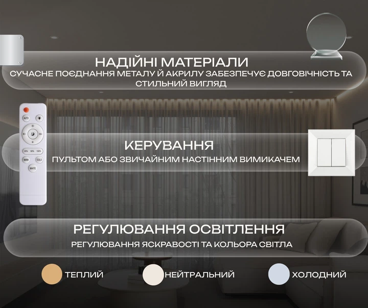 Люстра светодиодная современная потолочная LED VALESO G 2929/4BIG 88W Белая с пультом ДУ для гостиной, кухни, спальни - изображение 4