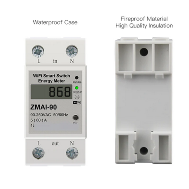 Inteligentny licznik energii elektrycznej Moes WCB-WM Tuya Wi-Fi 5-60A (5902135155899) - obraz 3