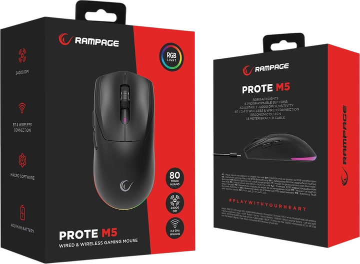 Mysz Rampage Prote M5 USB+Bluetooth Black (PROTEM5-BLACK) - obraz 7