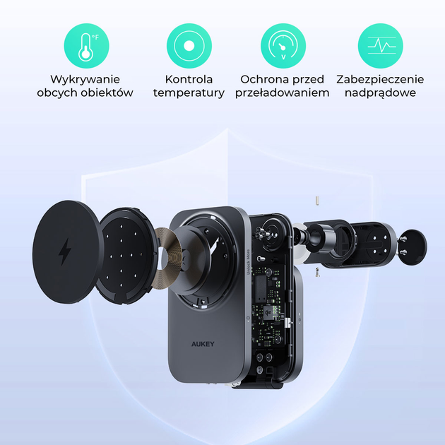 Індукційний зарядний пристрій Aukey LC-MC312 MagFusion Z Qi2 3в1 15W - зображення 7