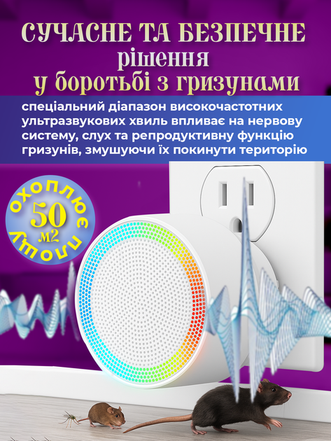 Отпугиватель мышей насекомых грызунов тараканов ультразвуковой электронный ультразвук от крыс звуковой прибор для отпугивания ловушка ловушка для помещения 2 шт в комплекте - Фото 8 Отпугиватель мышей насекомых грызунов тараканов ультразвуковой электронный ультразвук от крыс звуковой прибор для отпугивания ловушка ловушка для помещения 2 шт в комплекте - изображение 8