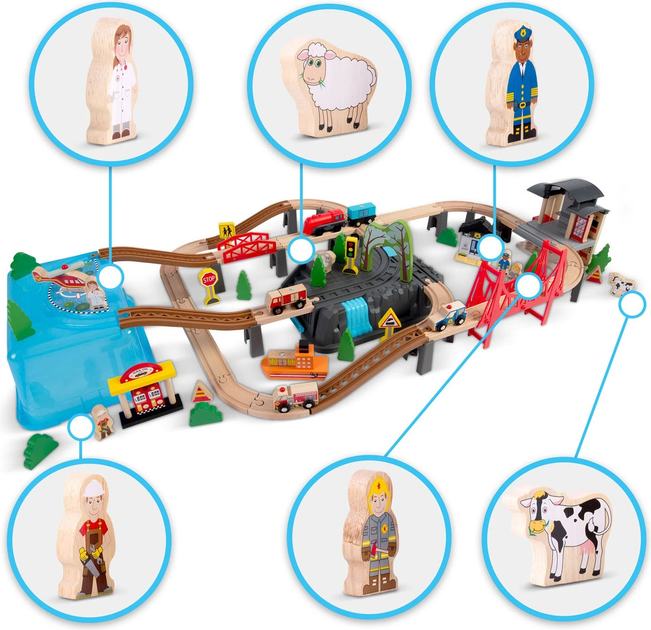 Kolejka drewniana Ricokids Miasteczko RK-879 100 elementów (5903890623357) - obraz 14