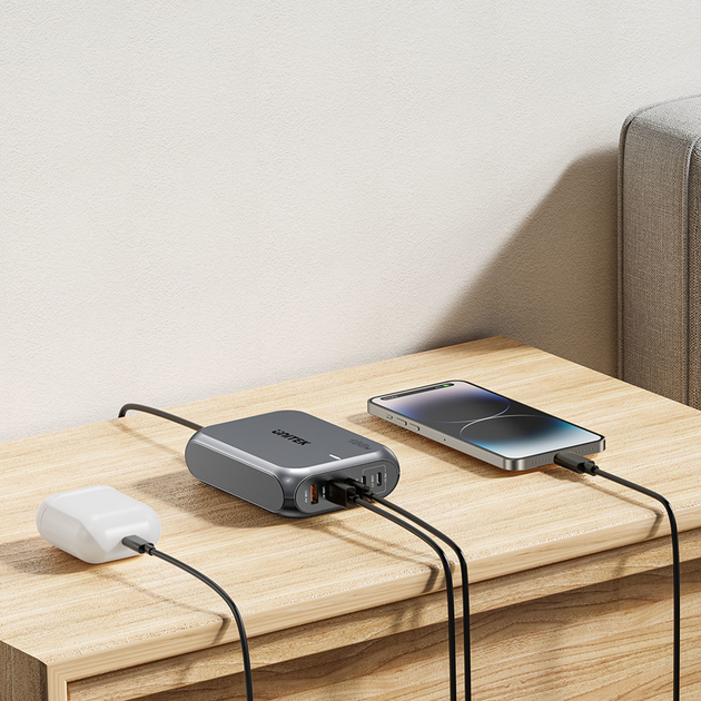 Настільний зарядний пристрій Unitek GaN 188W 2xUSB-A 3xUSB-C Space Grey (P1234AGY01-EU) - зображення 9