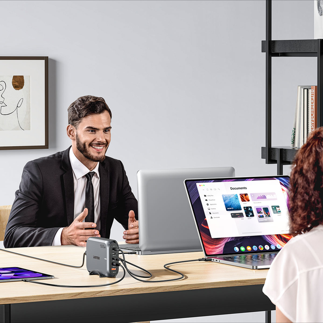 Настільний зарядний пристрій Unitek GaN 188W 2xUSB-A 3xUSB-C Space Grey (P1234AGY01-EU) - зображення 10