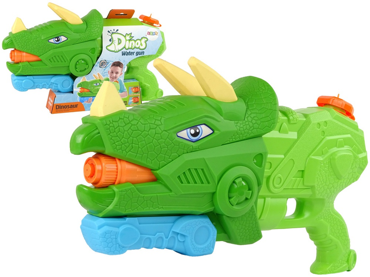 Pistolet na wodę LEAN Toys Dinosaur Triceratops 1330 ml Zielony 13120 (5905323213227) - obraz 2