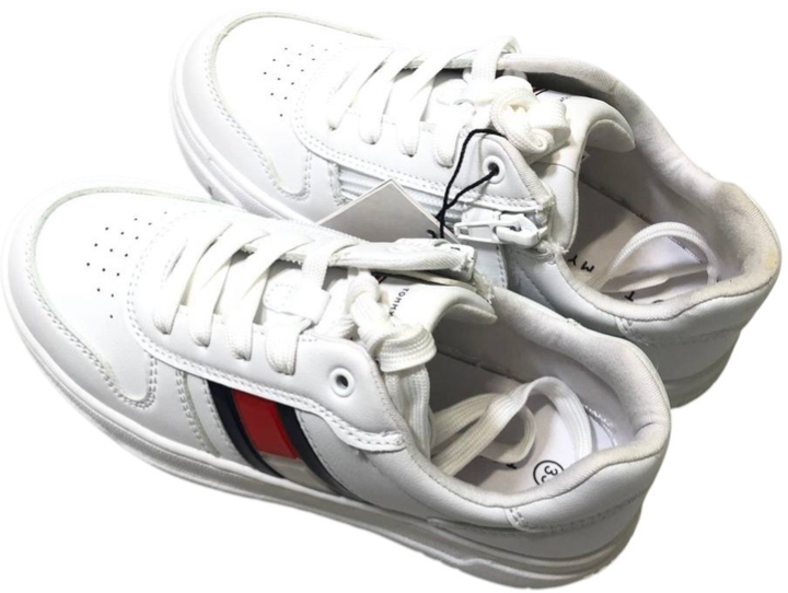 Дитячі кросівки для дівчинки Tommy Hilfiger Flag Low Cut Lace-up Sneaker T3X9-32867-1355100- 33 White (8052578204016) (955555900933688) - Уцінка - зображення 4