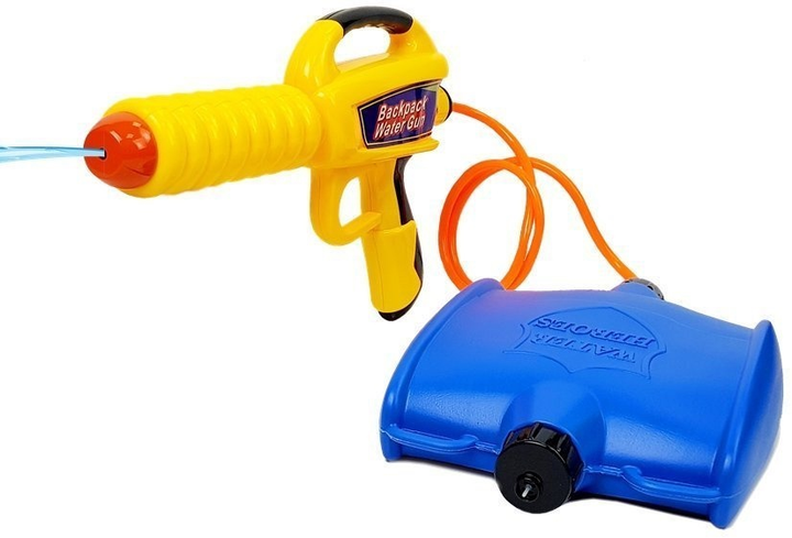 Pistolet na wodę LEAN Toys ze zbiornikiem 1080 ml Żółto-niebieski 8187 (5903802455649) - obraz 2