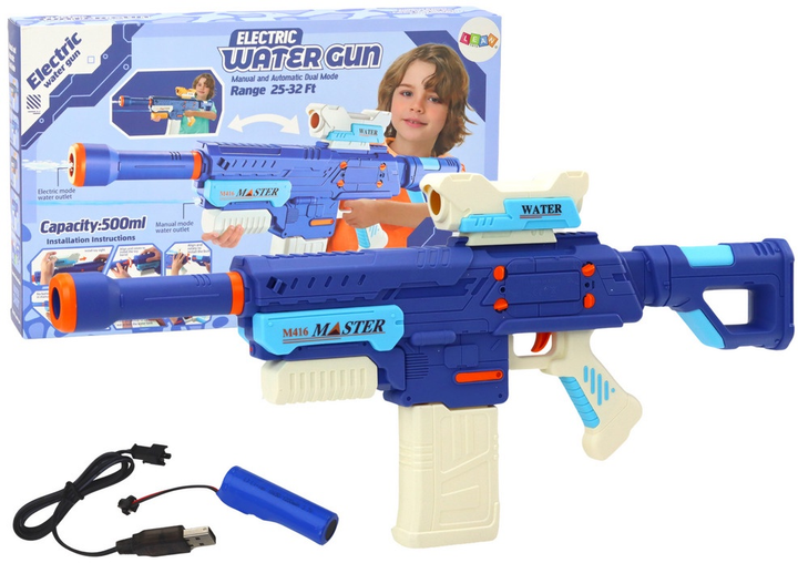Водяний автомат LEAN Toys M416 500 мл Синій 17939 (5905991008156) - зображення 3