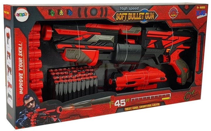 Автомат LEAN Toys на поролонові набої Червоний-чорний 8454 (5903802458435) - зображення 1