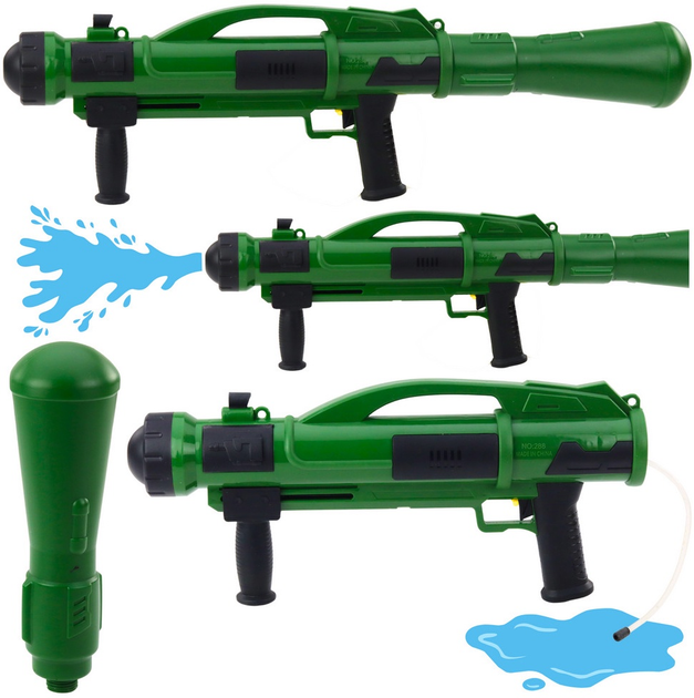 Pistolet na wodę LEAN Toys Bazooka z pompą 1100 ml 73 cm Zielony 24366 (5905991054948) - obraz 2