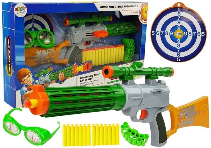 Автомат LEAN Toys на поролонові набої з мішенню Сірий із зеленим 6782 (5908275996941) - зображення 2