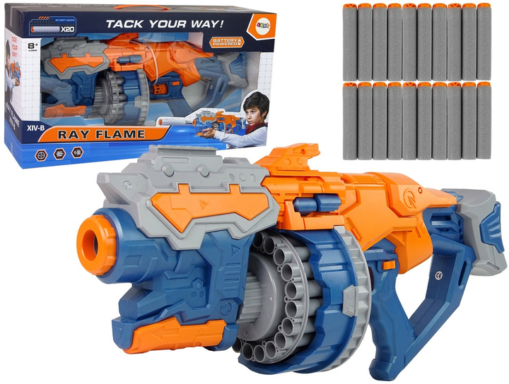 Pistolet LEAN Toys Ray Flame na piankowe strzałki z obrotowym magazynkiem 55 cm 11124 (5905214975852) - obraz 2