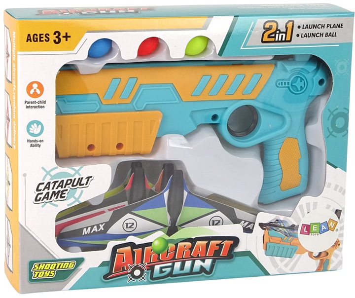 Pistolet na kulki LEAN Toys Wyrzutnia samolotów 2 w 1 z podajnikiem 12770 (5905214978082) - obraz 1