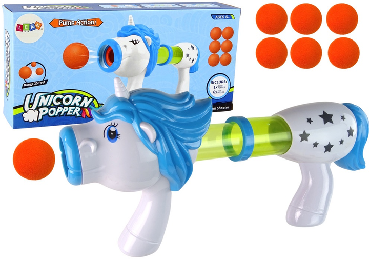 Pistolet LEAN Toys Wyrzutnia na miękkie kulki Jednorożec Niebieski 11363 (5905214974497) - obraz 2