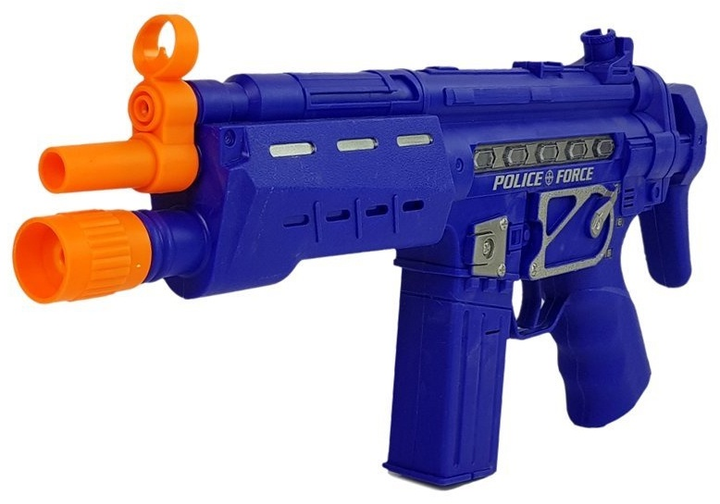 Поліцейський набір LEAN Toys Пістолет зі світлом і звуком 37 см Синій + Значок 7871 (5903802454628) - зображення 3