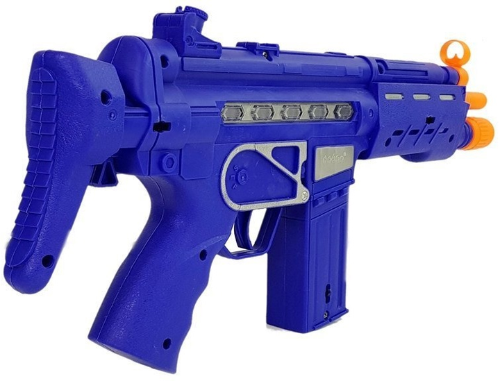 Поліцейський набір LEAN Toys Пістолет зі світлом і звуком 37 см Синій + Значок 7871 (5903802454628) - зображення 4