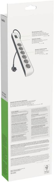 Listwa przeciwprzepięciowa Belkin Surge Protection 6 x Schuko (Type F) White (BSV603VF2M-V2) - obraz 5